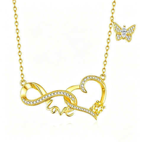 14K Gold Plated Birthstone Infinity Butterfly Necklace for Women