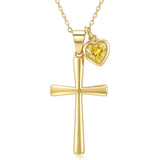 14K Gold  Plated Birthstone Cross Faith Necklace for Women