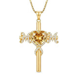 14K Gold Plated  Birthstone Cross Necklace  Pendant Necklace Mother's Day Birthday Gifts for Women