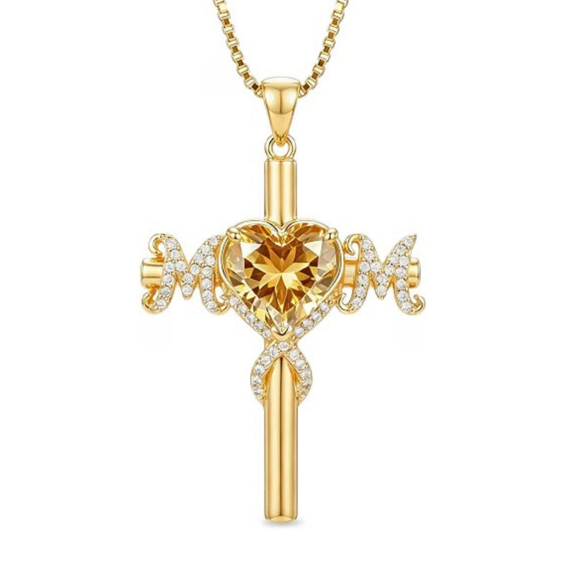 14K Gold Plated  Birthstone Cross Necklace  Pendant Necklace Mother's Day Birthday Gifts for Women