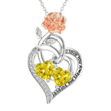 Double Birthstone Necklace 14K Gold Plated You Are My Sunshine Sunflower Necklace Heart Pendant Necklace