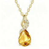14K Gold Plated  Teardrop Birthstone Pendant Necklace Birthday Gifts for Women
