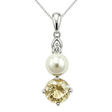 14K Gold Plated Birthstone 8MM  Round Pearl Pendant Necklace for Women