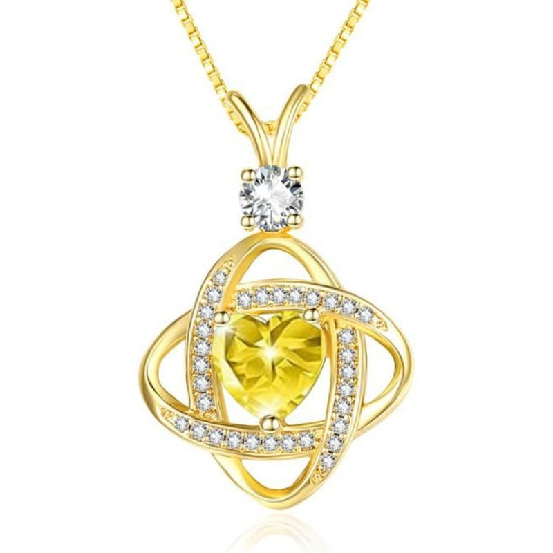 14K Gold Plated Heart Birthstone Infinity Pendant Necklace for Women Anniversary Christmas Birthday Gifts