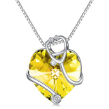 Sterling Silver Heart Crystal Stethoscope Pendant Necklace