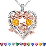 Sterling Silver Heart Birthstone Couple Hugging Necklace for Women Valentine's Day Gift