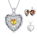 Sterling Silver Heart Crystal Personalized Picture Heart Locket Pendant Necklace