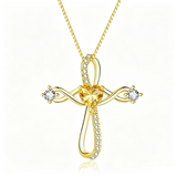 14K Gold Plated Heart Birthstone Infinity Religious Cross Pendant Necklace for Women