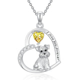 Sterling Silver 12 Month Birthstone Schnauzer Chihuahua Pitbull Pug Pendant Necklace for Women