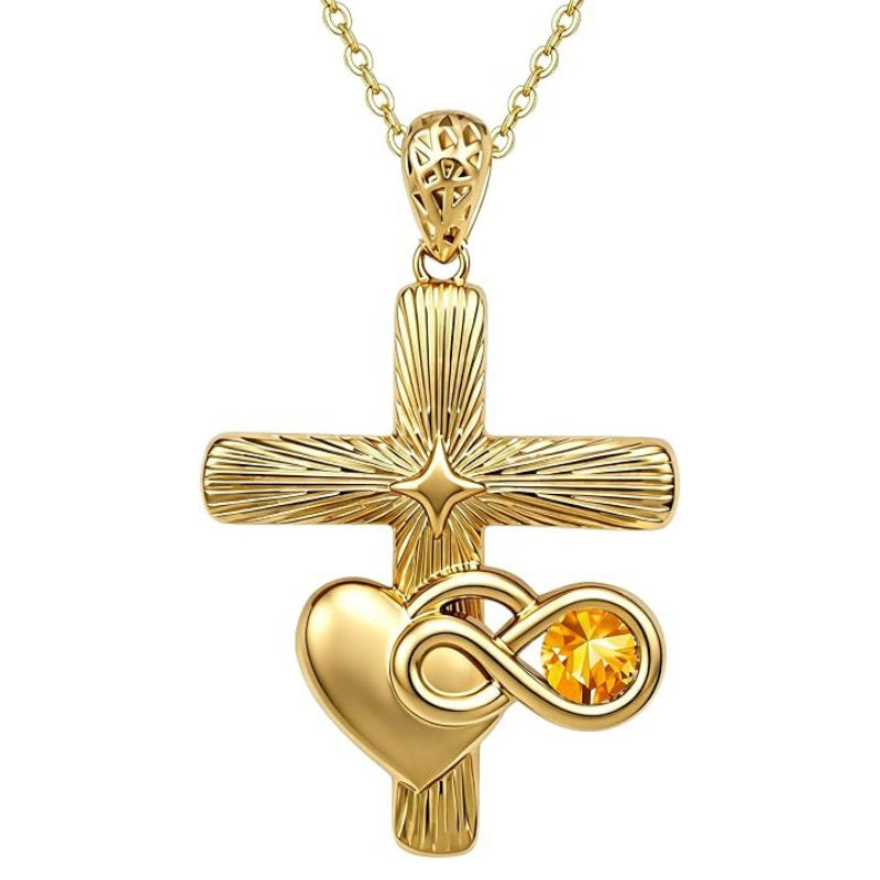 14K Gold Plated Cubic Zirconia Infinity Heart Pendant Necklace for Women