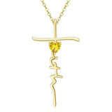 Cross Faith Heart 14K Gold Plated  Birthstone Necklaces for Women