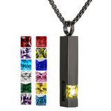 Stainless Steel Birthstones Cross Urn Necklaces for Ashes