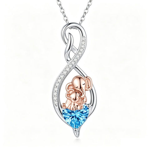 Sterling Silver 12 Month Birthstone Infinity Heart Animal Pendant Necklace Christmas Birthday Jewelry Gift