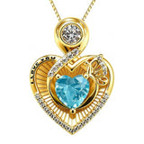 14K Gold Plated  Heart Birthstone Butterfly Necklace Engraved with  I Love You