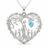 Sterling Silver Heart Pendant Birthstone Tree of Life Mother Child Family Necklace