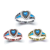 Copper  Personalized Birthstone Engraved Class Rings for Women, College Senior High School Ring