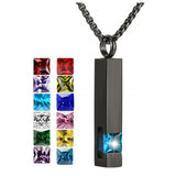 Stainless Steel Birthstones Cross Urn Necklaces for Ashes