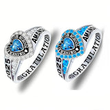 Copper Personalized Birthstone Engraved Class Rings for Women, College Senior High School Ring