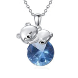 Sterling Silver Cubic Zirconia Teddy Bear Pendant Necklace Christmas Gifts for Women