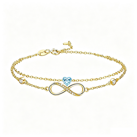 14K Gold Plated Birthstone Infinity Double-Layer Braceletfor Women