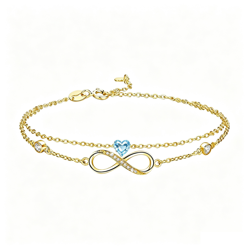 14K Gold Plated Birthstone Infinity Double-Layer Braceletfor Women