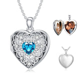 Sterling Silver Heart Crystal Personalized Picture Heart Locket Pendant Necklace