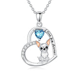 Sterling Silver 12 Month Birthstone Schnauzer Chihuahua Pitbull Pug Pendant Necklace for Women