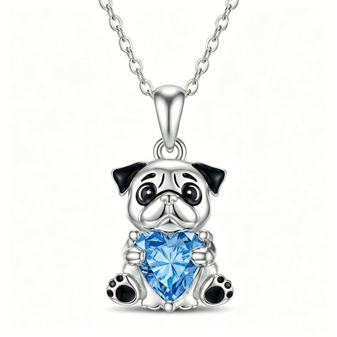 Sterling Silver 12 Month Birthstones Hedgehog Pug Fox Otter Pendant Necklace Gifts for  Birthday, Christmas, Graduation