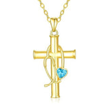 Stethoscope Cross 14K Gold Plated Pendant Necklace for Women Nurse Doctor Birthday Graduation Gift for Medical Student