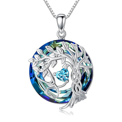 Sterling Silver Birthstone Crystal Tree of Life Stethoscope Pendant Necklace