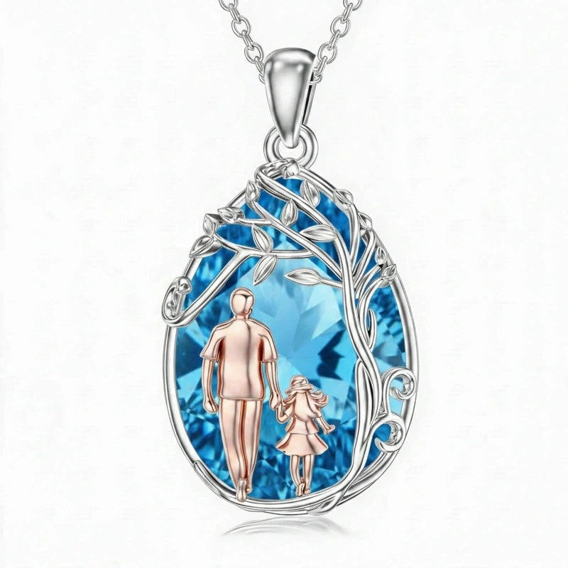 Sterling Silver Crystal Father Daughter Pendant Necklace from Dad  I Love You Forever Jewelry
