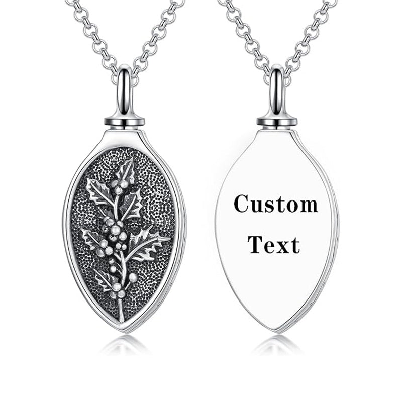 Sterling Silver 12 Month Birth Flower Urn Necklace for Ashes