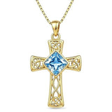 14K Gold Plated  Birthstone Cross Necklace  Pendant Necklace Mother's Day Birthday Gifts for Women