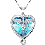 Sterling Silver Birthstone RN Medical Caduceus Pendant Necklace