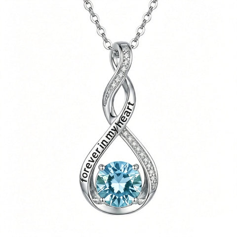 14K Gold Plated 12 Month Birthstone Infinity Twisted Pendant Necklace Mother's Day Christmas Anniversary Birthday Gift