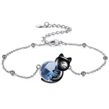 Cat Bracelet/ Anklet With Birthstone 925 Sterling Silver Cat  Gift For Women Daughter Mother