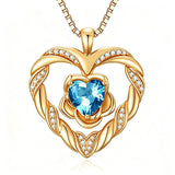 14K Gold Plated  Birthstone Rose Flower Heart Necklaces for Women  Birthday Christams Valentine's Day Jewelry Gift