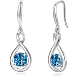 925 Sterling Round Gemstone Birthstone Dangle Earrings