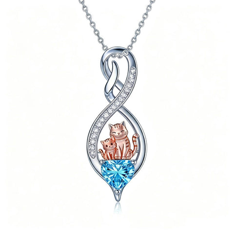 Sterling Silver 12 Month Birthstone Infinity Heart Animal Pendant Necklace Christmas Birthday Jewelry Gift
