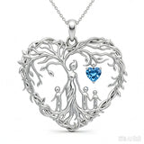 Sterling Silver Heart Pendant Birthstone Tree of Life Mother Child Family Necklace