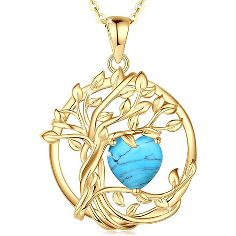 Sterling Silver Heart Birthstone Tree of Life Pendant Necklace