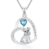 Sterling Silver 12 Month Birthstone Schnauzer Chihuahua Pitbull Pug Pendant Necklace for Women