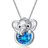 Sterling Silver 12 Month Birthstone Elephant Pendant Necklace