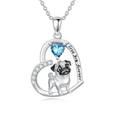Sterling Silver 12 Month Birthstone Schnauzer Chihuahua Pitbull Pug Pendant Necklace for Women