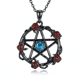 Sterling Silver Black Heart Skeleton Birthstone Necklace With Engraved Halloween Gift