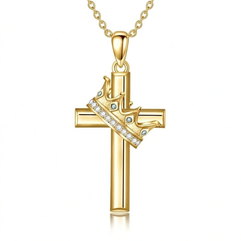 14K Gold Plated Birthstone Infinity  Cross Pendant NecklaceJewelry for Women