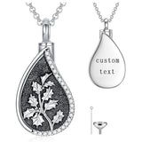 Sterling Silver Personalized Engraved Teardrop Birth Flower Urn Necklace for Ashes