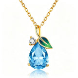 14K Gold Plated  Teardrop Birthstone Pendant Necklace Birthday Gifts for Women