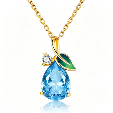 14K Gold Plated  Teardrop Birthstone Pendant Necklace Birthday Gifts for Women