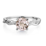 Sterling Silver 7x7mm Round Cut Gemstone Twist Infinity Engagement Ring for Women